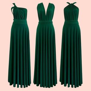 NWT Emerald Green Convertible Wrap Maxi Gown with Bandeau – Size Small